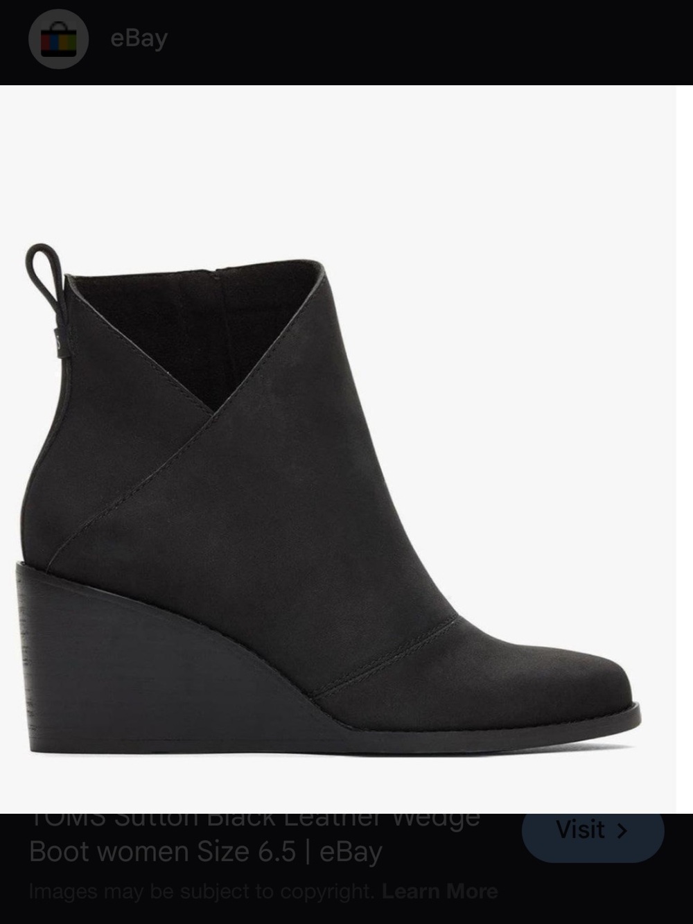 Toms Black Suede Wedge Ankle Booties